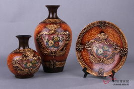 奢華工藝品陶瓷花瓶三件套家居飾品擺件 歐式復古客廳裝飾品擺設